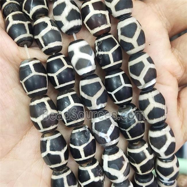 tibetan Dzi Agate barrel beads, matte