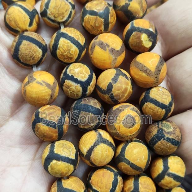 round Tibetan Agate beads, yellow, football