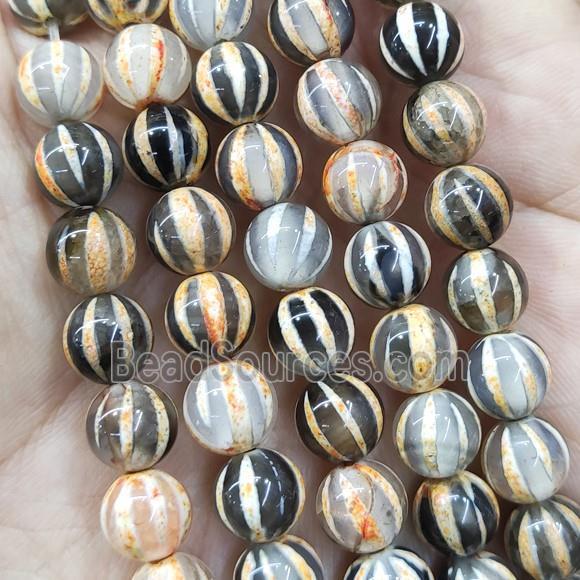 round tibetan Agate beads, yellow, pumpkin