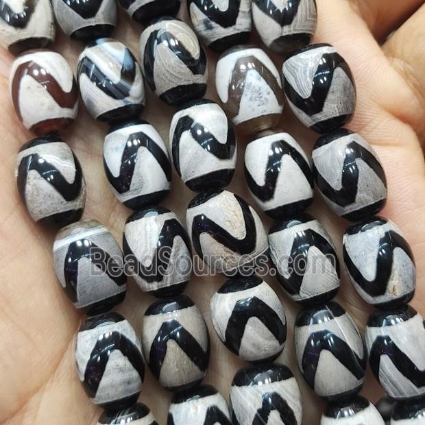 Tibetan Agate barrel Beads wave