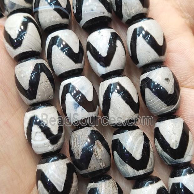 Tibetan Agate barrel Beads wave