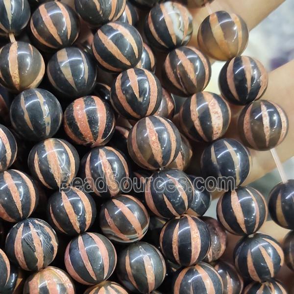 Tibetan Agate Beads pumpkin Smooth Round