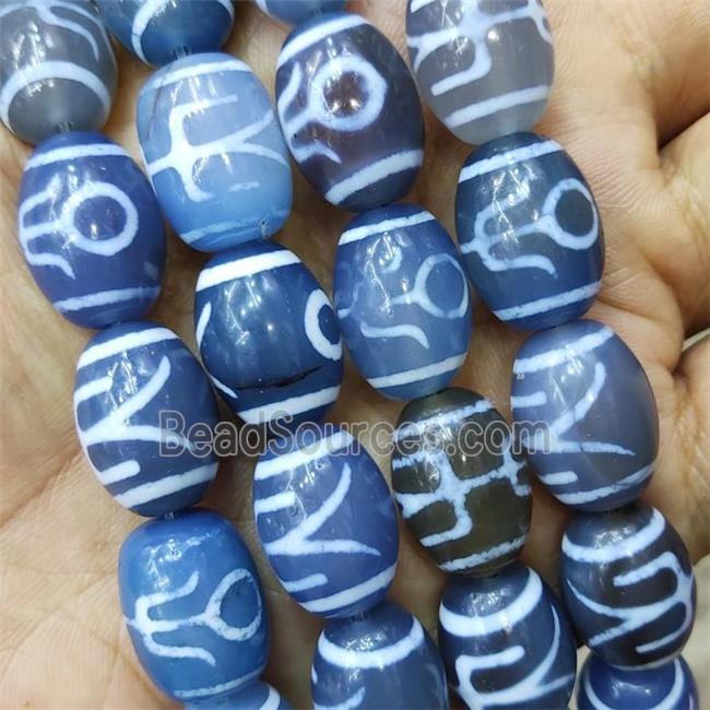 Blue Tibetan Agate Barrel Beads