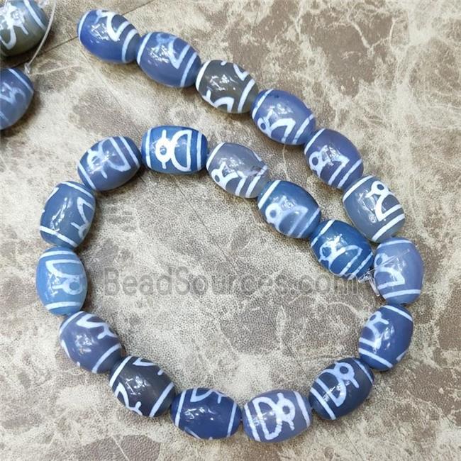 Blue Tibetan Agate Barrel Beads