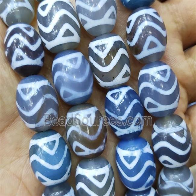 Blue Tibetan Agate Barrel Beads