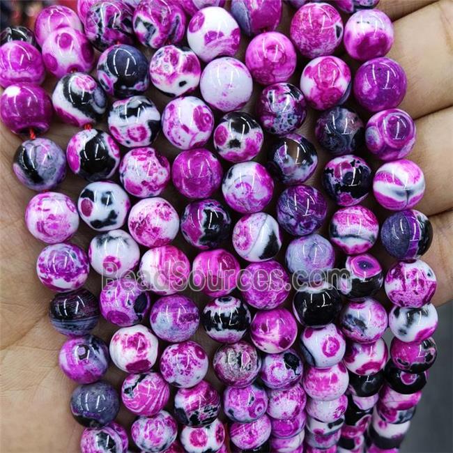 Hotpink Fire Agate Beads Round Smooth