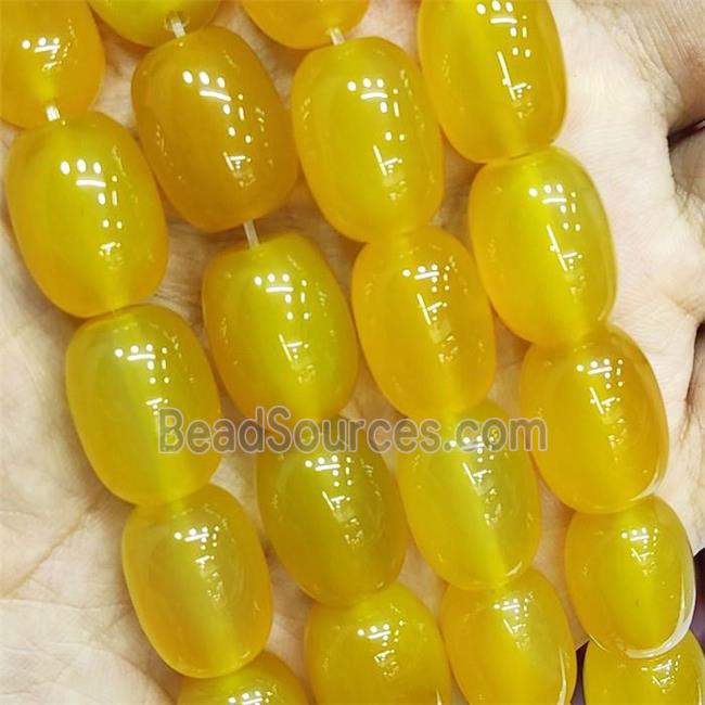 Natural Agate Barrel Beads Yellow Dye A-Grade