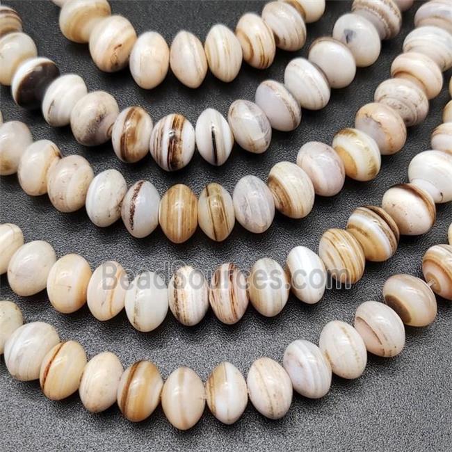 White Striped Agate Beads Smooth Rondelle Natural Color