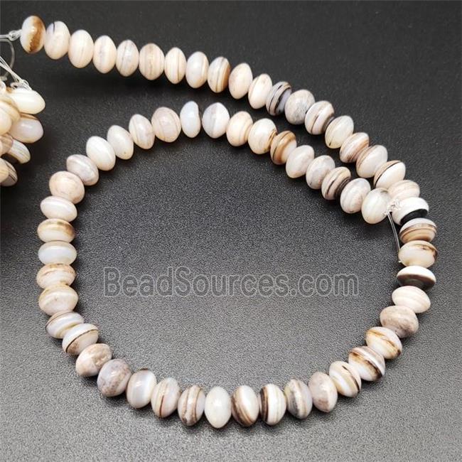 White Striped Agate Beads Smooth Rondelle Natural Color