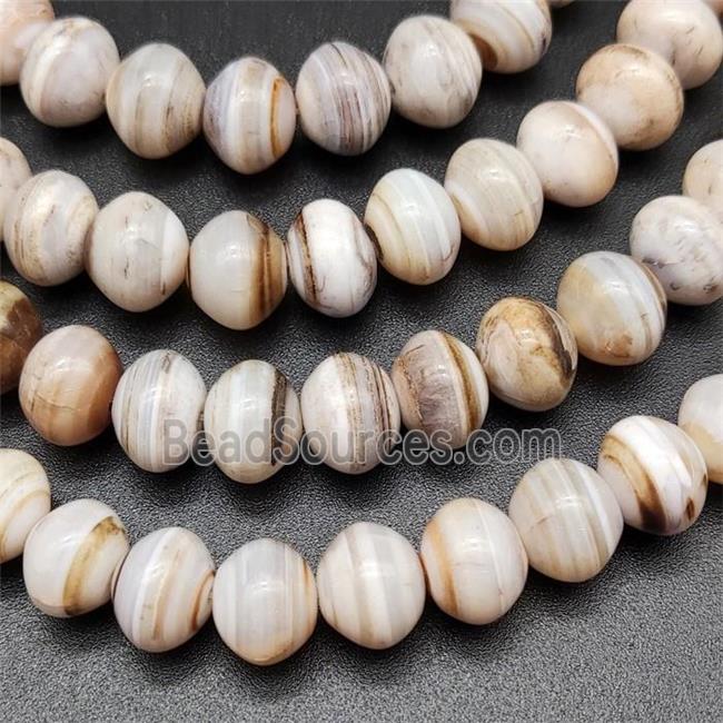 White Striped Agate Beads Smooth Rondelle Natural Color