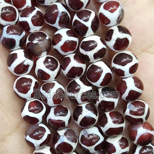 Tibetan Agate Beads Smooth Round Red Football