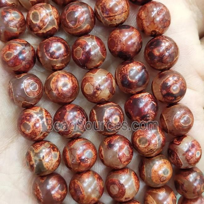 Red Tibetan Agate Round Beads Eye Smooth