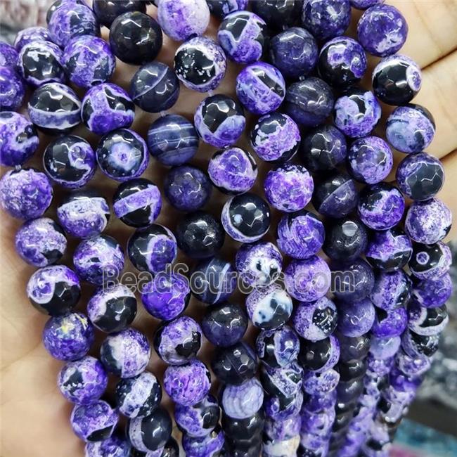 Dye Agate Beads Faceted Round Purple