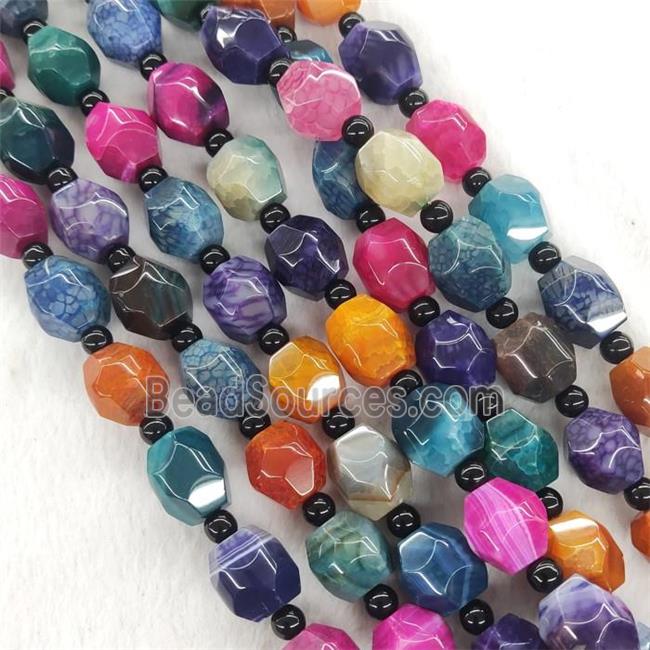 Natural Agate Barrel Beads Dye Faceted