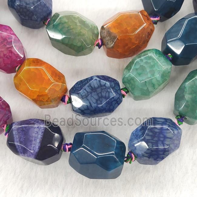 Natural Agate Beads Faceted Dye