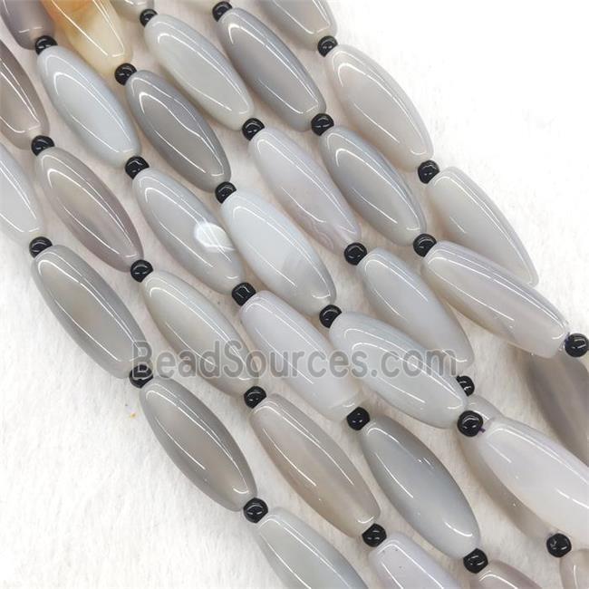 Natural Gray Agate Rice Beads Smooth