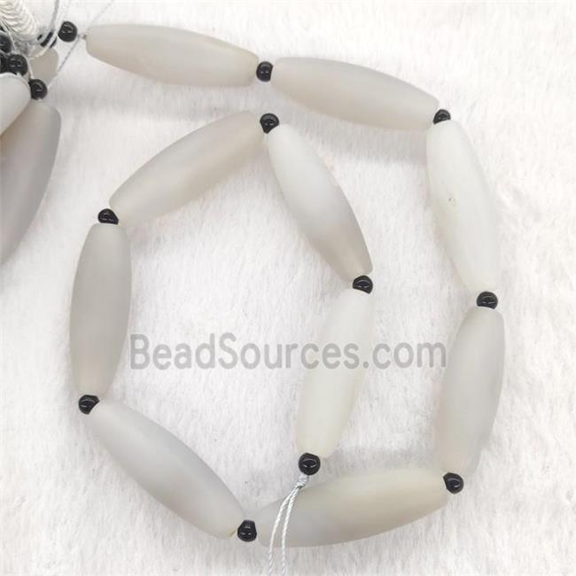 Natural Gray Agate Rice Beads Matte