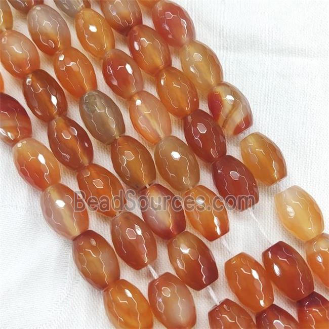 Natural Red Carnelian Beads Faceted Barrel