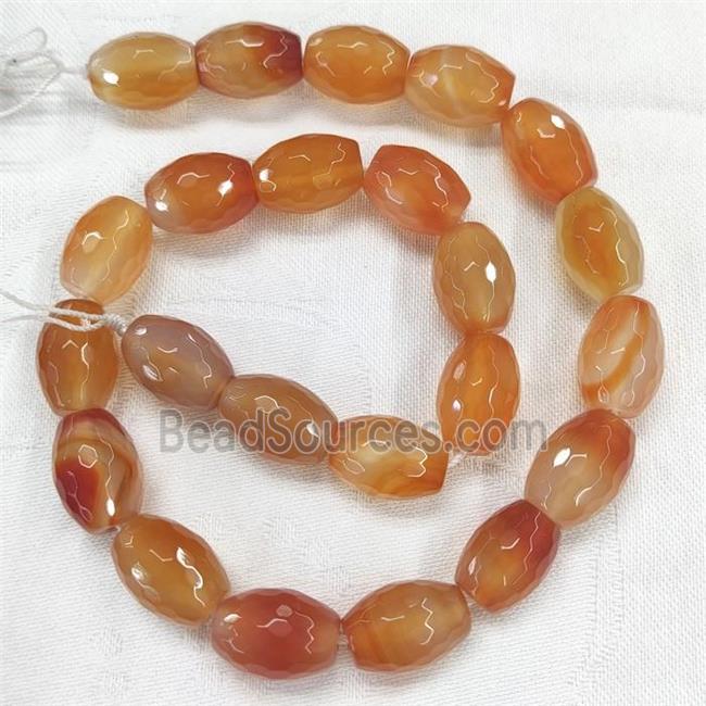 Natural Red Carnelian Beads Faceted Barrel