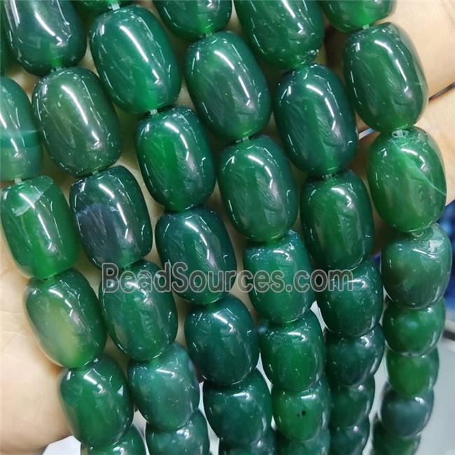 Natural Agate Barrel Beads Green Dye Smooth