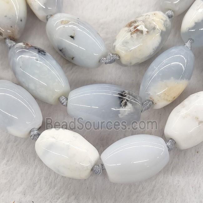 Blue Chalcedony Agate Barrel Beads Smooth