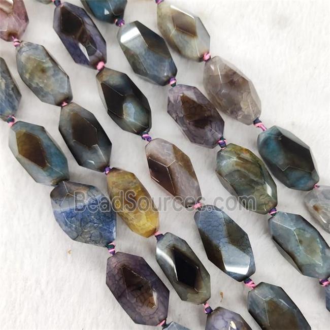 Agate Barrel Beads Faceted Dye