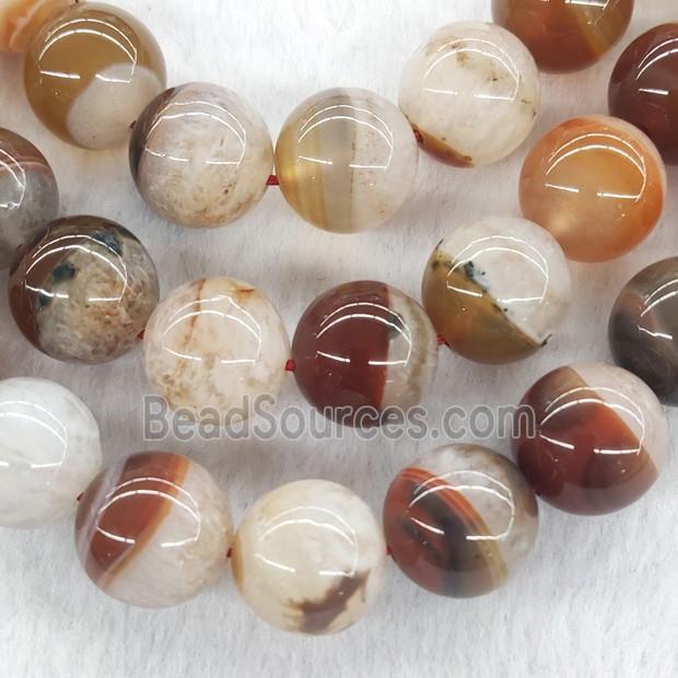 Agate Druzy Round Beads Smooth Orange White