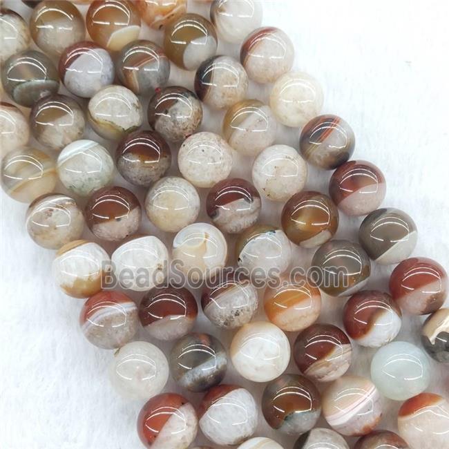 Agate Druzy Round Beads Smooth Orange White