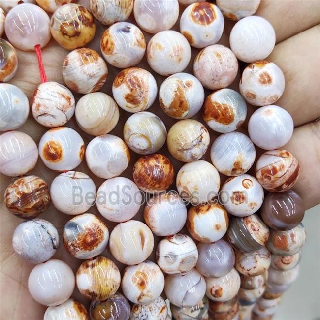 Orange Fire Agate Beads Smooth Round