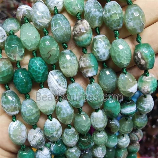 Green Fire Agate Barrel Beads Faceted