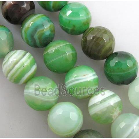 green Striped Agate Stone beads, faceted round