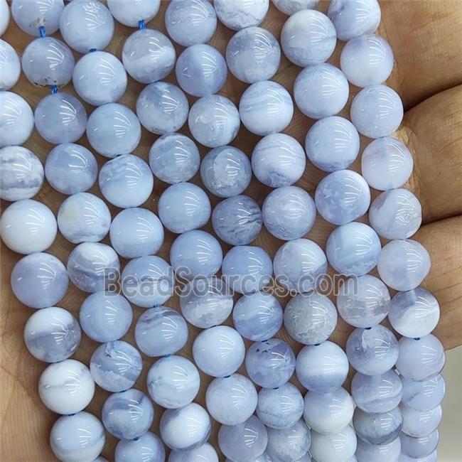 Natural Blue Lace Agate Beads Smooth Round A-Grade