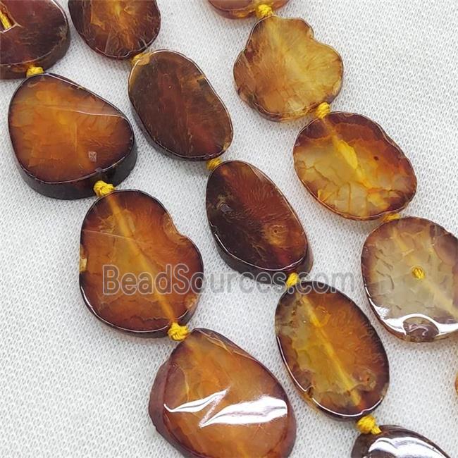 Natural Agate Slice Beads Orange Dye