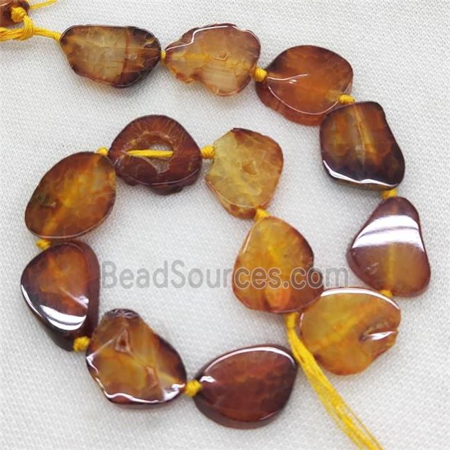 Natural Agate Slice Beads Orange Dye