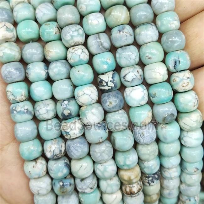 Natural Agate Rondelle Beads Smooth Turq Green Dye