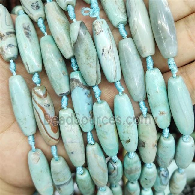 Natural Agate Rice Beads Smooth Turq Green Dye