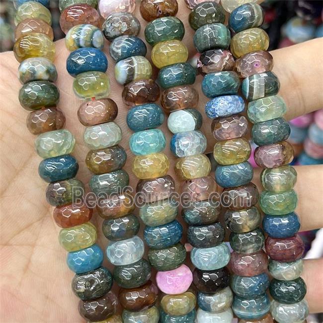 Natural Agate Rondelle Beads Dye Faceted Multicolor