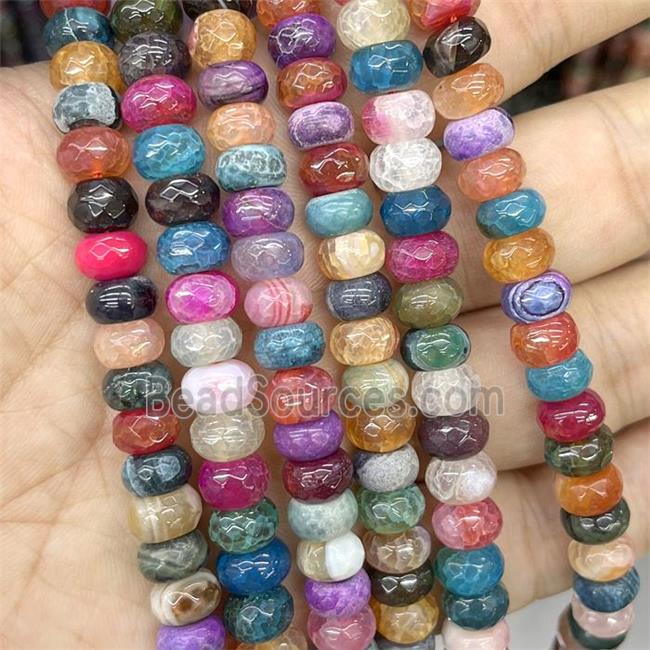 Natural Agate Rondelle Beads Dye Faceted Multicolor