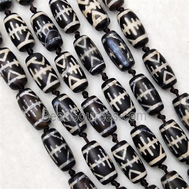 Tibetan DZi Agate Beads Barrel Matte