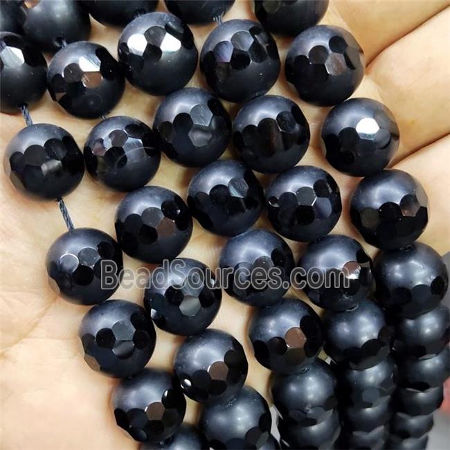 Black Onyx Agate Beads Faceted Round