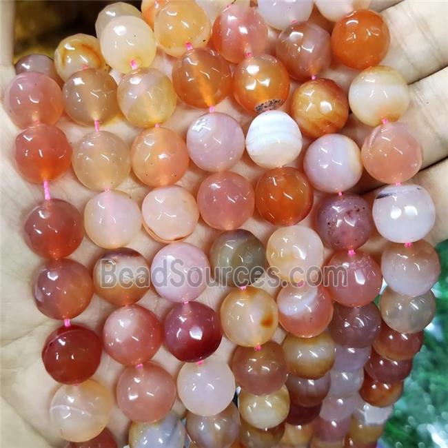 Natural Agate Beads Faceted Round Red Dye B-Grade