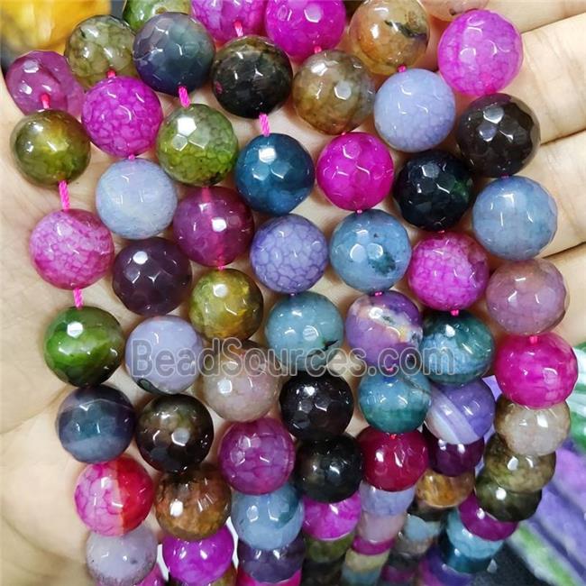 Natural Agate Beads Faceted Round Mix Color Dye B-Grade