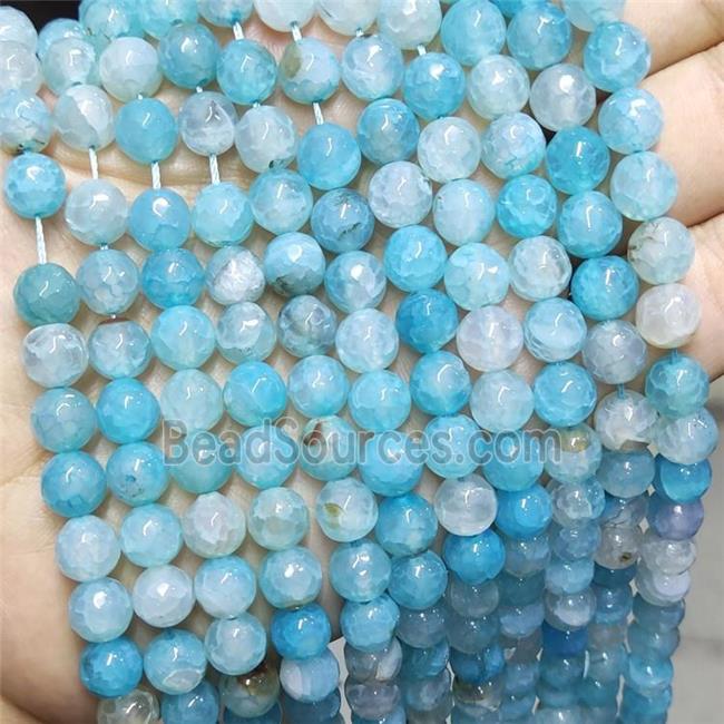 Blue Agate Beads Faceted Round Dye