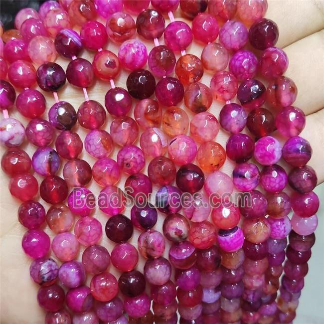 Red Agate Beads Faceted Round Dye