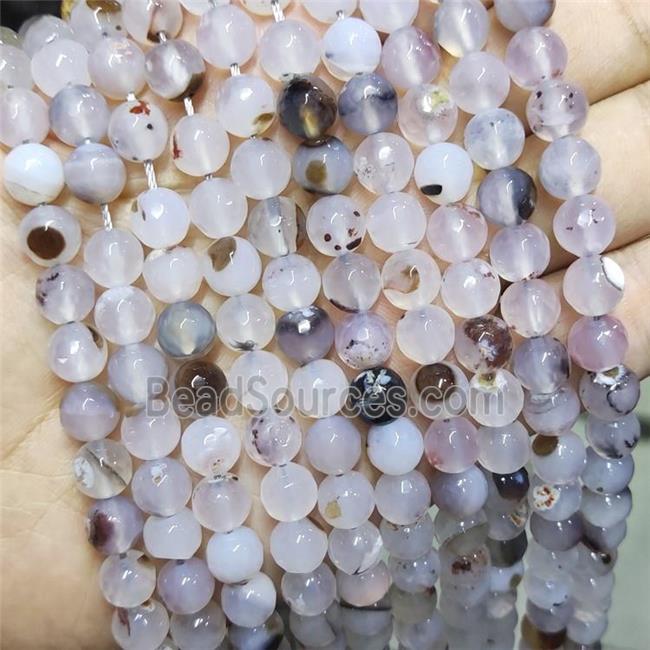 White Agate Beads Faceted Round Dye