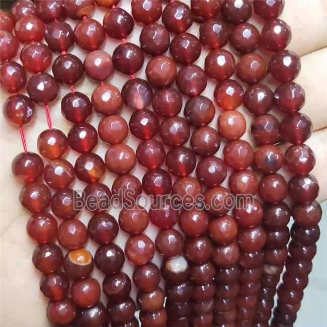 Red Agate Beads Faceted Round Dye