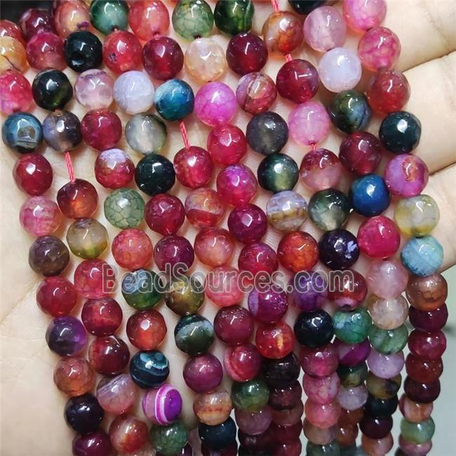 Multicolor Agate Beads Faceted Round Dye