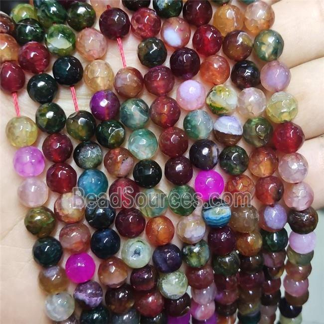 Multicolor Agate Beads Faceted Round Dye