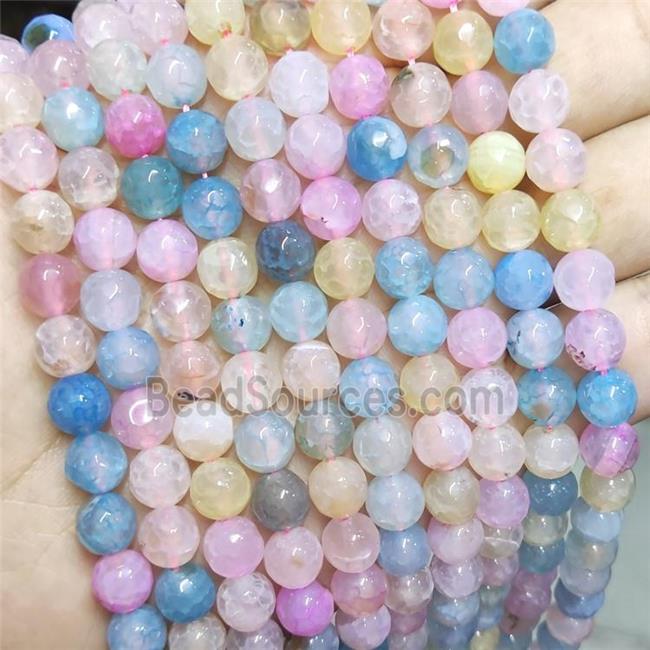 Agate Beads Faceted Round Dye Mix Color