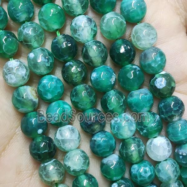 Green Fire Agate Beads Faceted Round